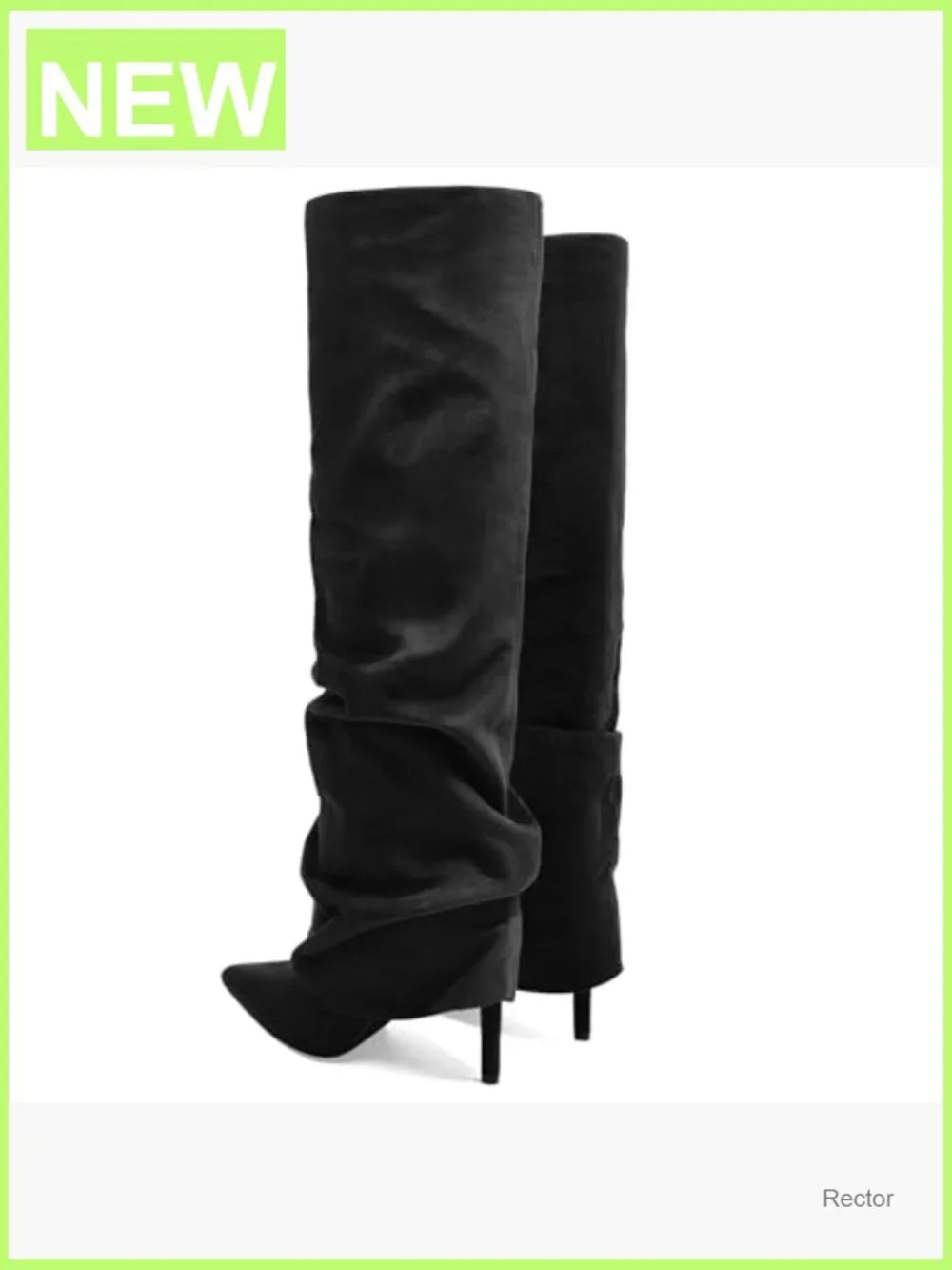 Knee High Stiletto Heel Pointed Toe Boots with Fold Over Cuff 2-in-1 Style